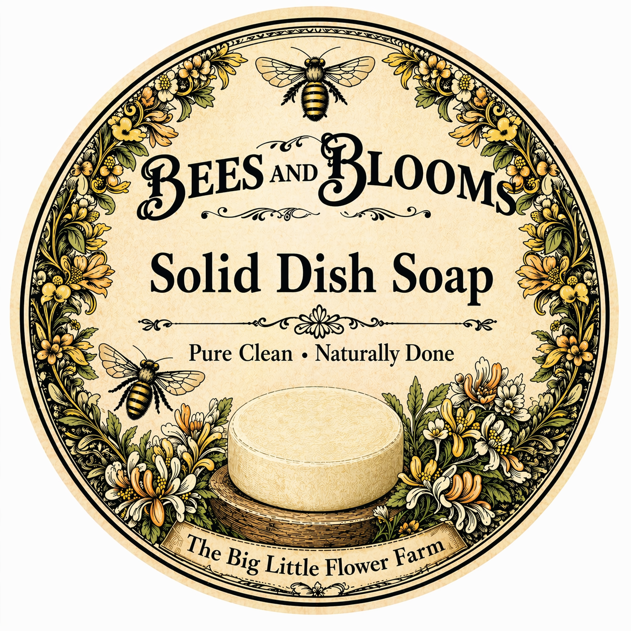 Bees and Blooms Solid Dish Soap