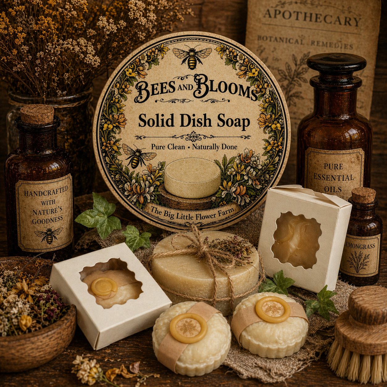 Bees and Blooms Solid Dish Soap